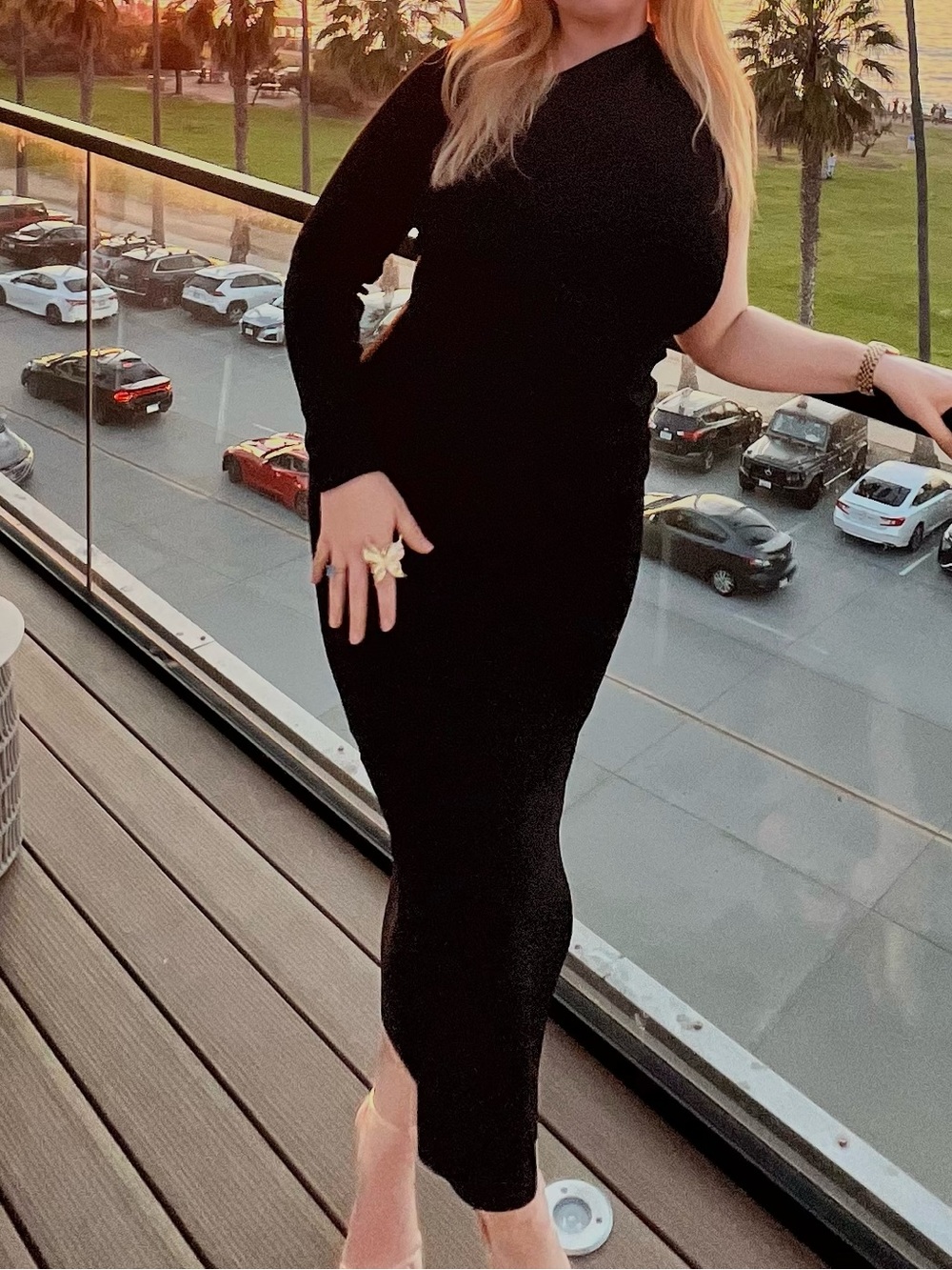 Mango Black One-Shoulder Bodycon Midi Dress
